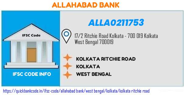 Allahabad Bank Kolkata Ritchie Road ALLA0211753 IFSC Code