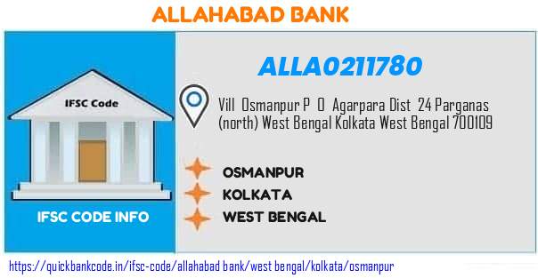 Allahabad Bank Osmanpur ALLA0211780 IFSC Code