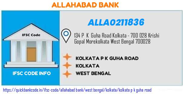Allahabad Bank Kolkata P K Guha Road ALLA0211836 IFSC Code