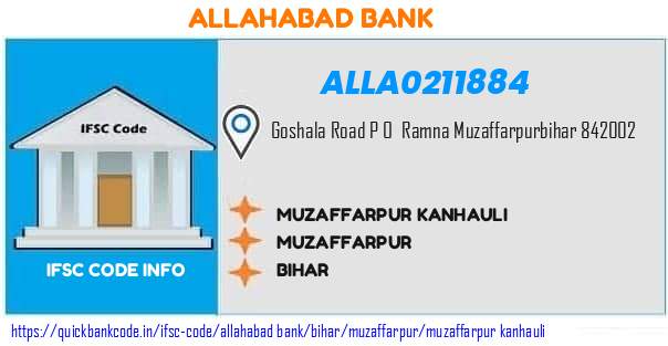 Allahabad Bank Muzaffarpur Kanhauli ALLA0211884 IFSC Code