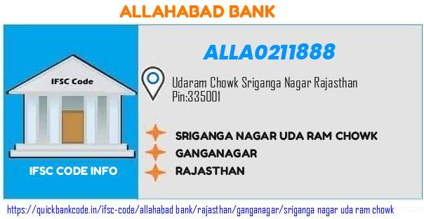 Allahabad Bank Sriganga Nagar Uda Ram Chowk ALLA0211888 IFSC Code