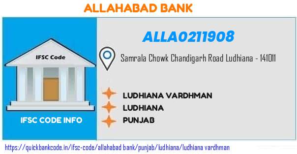 Allahabad Bank Ludhiana Vardhman ALLA0211908 IFSC Code