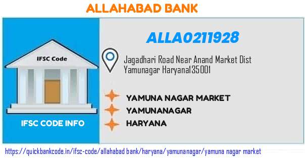 Allahabad Bank Yamuna Nagar Market ALLA0211928 IFSC Code