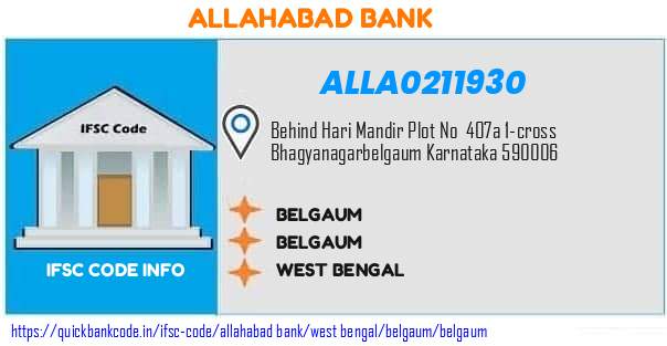 Allahabad Bank Belgaum ALLA0211930 IFSC Code