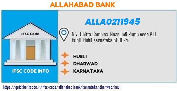 Allahabad Bank Hubli ALLA0211945 IFSC Code