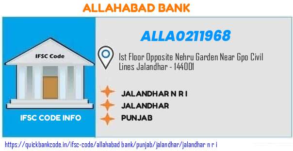 Allahabad Bank Jalandhar N R I  ALLA0211968 IFSC Code