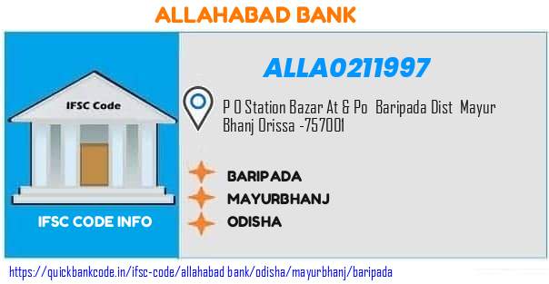 Allahabad Bank Baripada ALLA0211997 IFSC Code