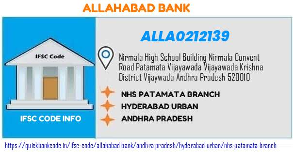 Allahabad Bank Nhs Patamata Branch ALLA0212139 IFSC Code