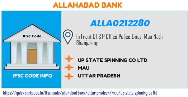 Allahabad Bank Up State Spinning Co  ALLA0212280 IFSC Code