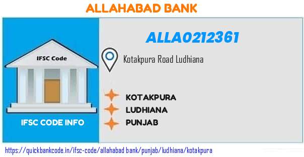Allahabad Bank Kotakpura ALLA0212361 IFSC Code