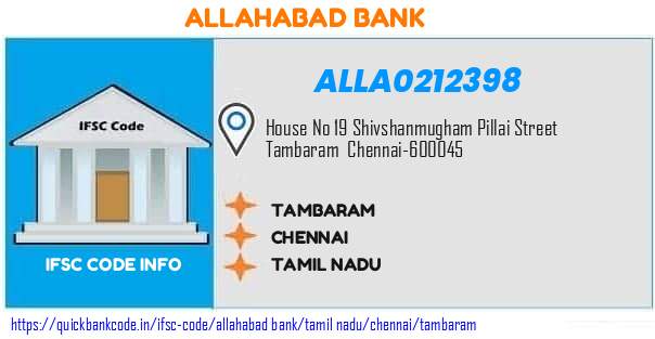 Allahabad Bank Tambaram ALLA0212398 IFSC Code