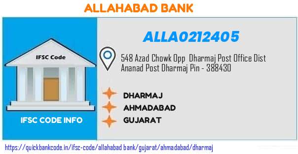 Allahabad Bank Dharmaj ALLA0212405 IFSC Code