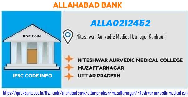 Allahabad Bank Niteshwar Aurvedic Medical College ALLA0212452 IFSC Code