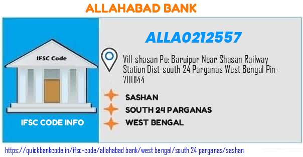 Allahabad Bank Sashan ALLA0212557 IFSC Code
