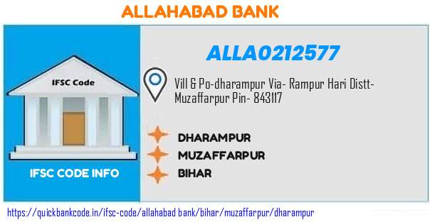 Allahabad Bank Dharampur ALLA0212577 IFSC Code