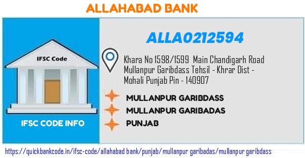 Allahabad Bank Mullanpur Garibdass ALLA0212594 IFSC Code