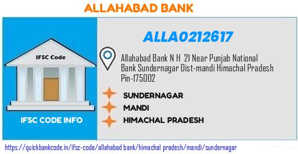 Allahabad Bank Sundernagar ALLA0212617 IFSC Code