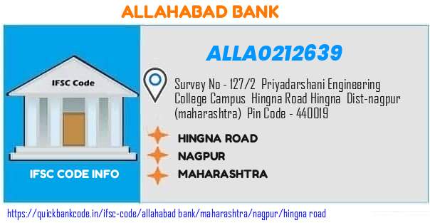 Allahabad Bank Hingna Road ALLA0212639 IFSC Code