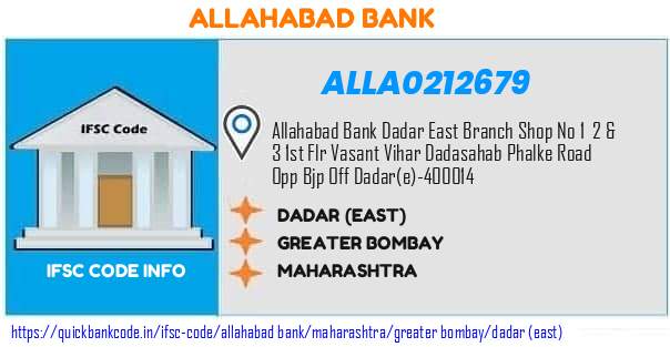 Allahabad Bank Dadar east ALLA0212679 IFSC Code