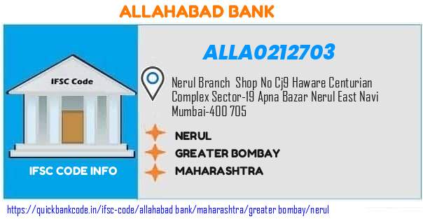 Allahabad Bank Nerul ALLA0212703 IFSC Code