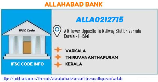 Allahabad Bank Varkala ALLA0212715 IFSC Code