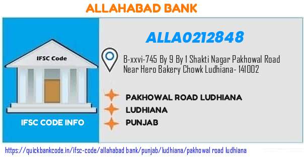 Allahabad Bank Pakhowal Road Ludhiana ALLA0212848 IFSC Code