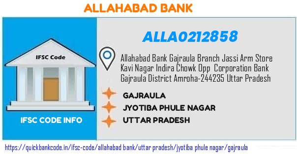 Allahabad Bank Gajraula ALLA0212858 IFSC Code