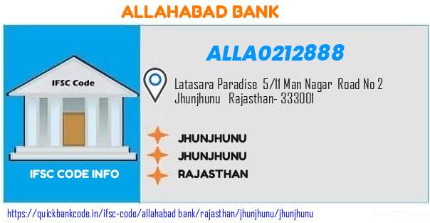 Allahabad Bank Jhunjhunu ALLA0212888 IFSC Code