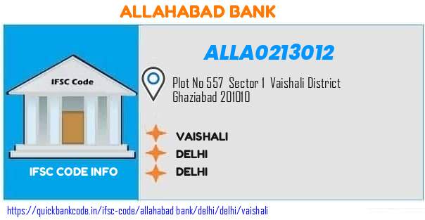 Allahabad Bank Vaishali ALLA0213012 IFSC Code