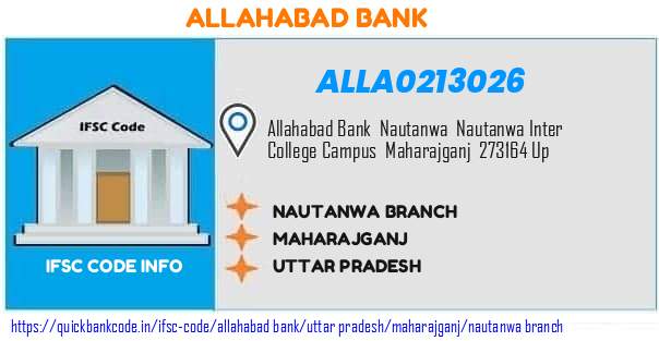 Allahabad Bank Nautanwa Branch ALLA0213026 IFSC Code