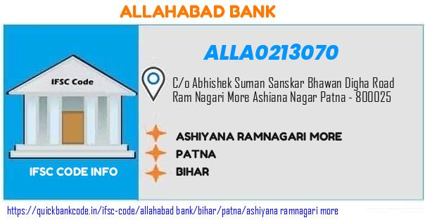 Allahabad Bank Ashiyana Ramnagari More ALLA0213070 IFSC Code