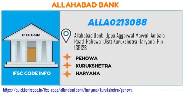 Allahabad Bank Pehowa ALLA0213088 IFSC Code