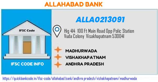 Allahabad Bank Madhurwada ALLA0213091 IFSC Code