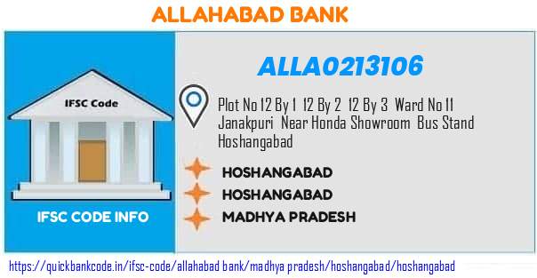 Allahabad Bank Hoshangabad ALLA0213106 IFSC Code