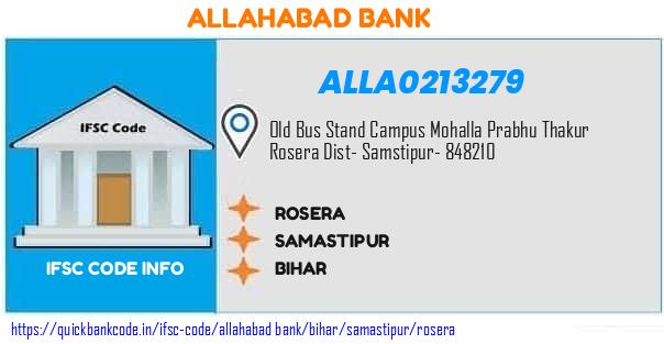 Allahabad Bank Rosera ALLA0213279 IFSC Code