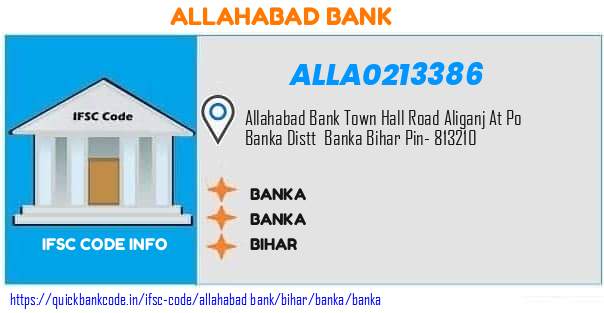 Allahabad Bank Banka ALLA0213386 IFSC Code