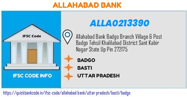 Allahabad Bank Badgo ALLA0213390 IFSC Code