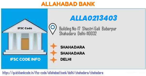 Allahabad Bank Shahadara ALLA0213403 IFSC Code