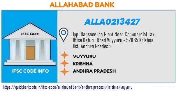 Allahabad Bank Vuyyuru ALLA0213427 IFSC Code