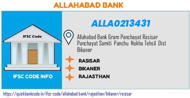 Allahabad Bank Rasisar ALLA0213431 IFSC Code