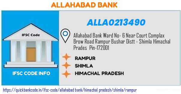 Allahabad Bank Rampur ALLA0213490 IFSC Code