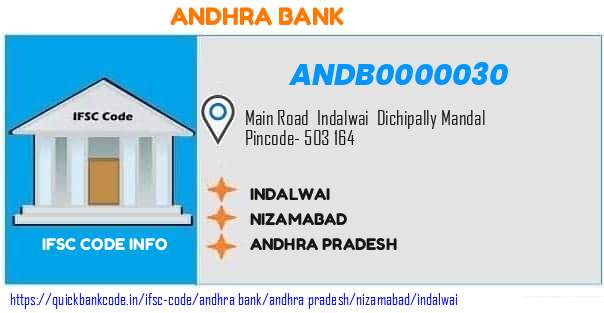 Andhra Bank Indalwai ANDB0000030 IFSC Code