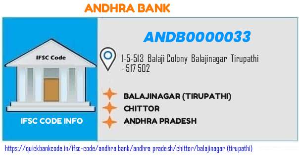 Andhra Bank Balajinagar tirupathi ANDB0000033 IFSC Code