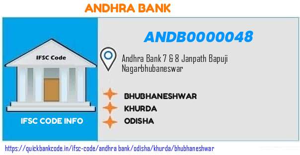 Andhra Bank Bhubhaneshwar ANDB0000048 IFSC Code