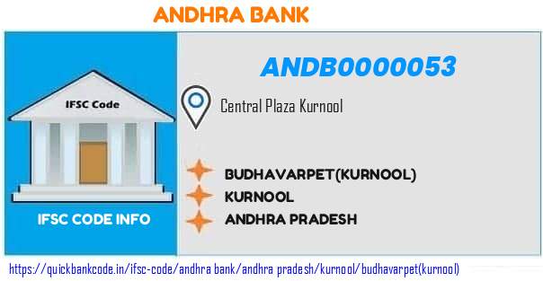 Andhra Bank Budhavarpetkurnool ANDB0000053 IFSC Code