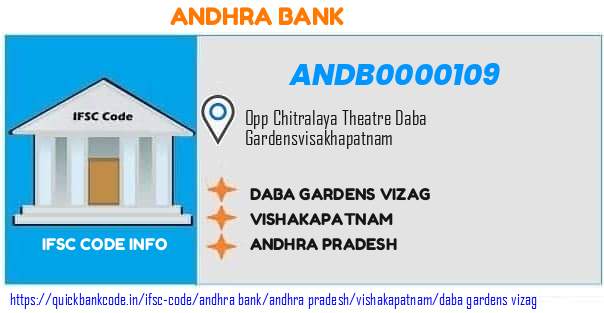 Andhra Bank Daba Gardens Vizag ANDB0000109 IFSC Code