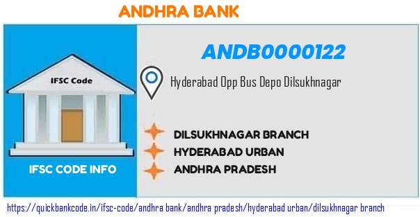 Andhra Bank Dilsukhnagar Branch ANDB0000122 IFSC Code