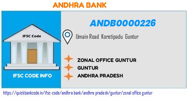 Andhra Bank Zonal Office Guntur ANDB0000226 IFSC Code