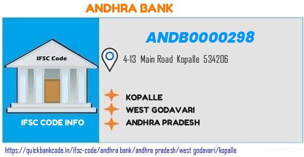 Andhra Bank Kopalle ANDB0000298 IFSC Code