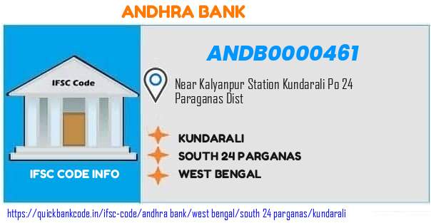 Andhra Bank Kundarali ANDB0000461 IFSC Code